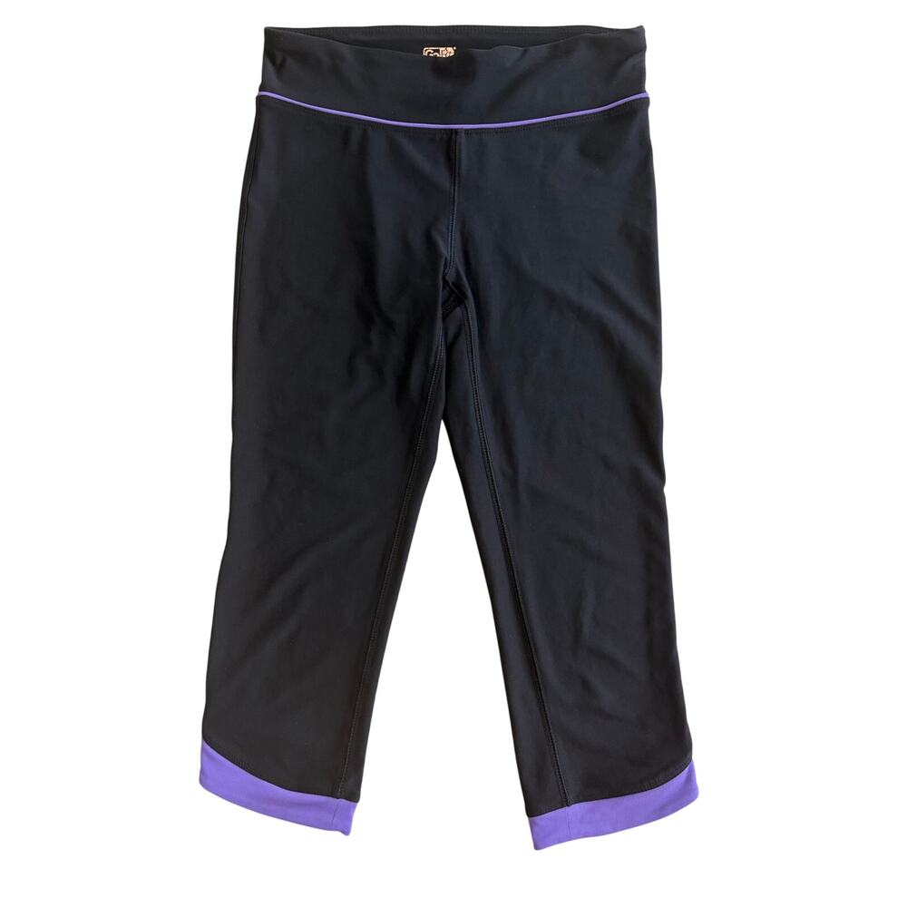 Gofit black purple trim cropped capri leggings XS y2k inspired workout